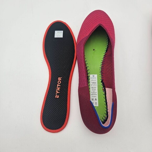 Rothys The Flat Raspberry Color Block Round Toe Slip On Flats Womens Sz 10.5 NEW - Picture 7 of 8